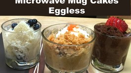 3 Classic Microwave Mug Cakes without Eggs Vanilla, Chocolate and Carrot Cake