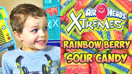 Kids Taste Test Airheads Extreme Rainbow Berry Sour Candy - Kids Candy Review