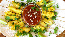 Appetizer - Curried Chicken Satay with Peanut Sauce 
