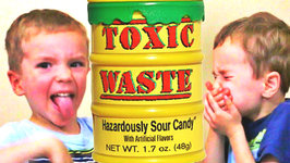 Toxic Waste Challenge Extreme Sour Candy Kids Edition - Eli and Liam