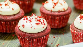 Red Velvet Cupcakes with Frosting in Cooker - Pillowy Soft and Moist - Eggless Baking Without Oven