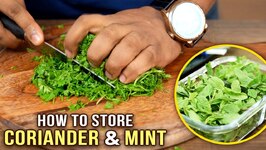 How To Cut & Store Coriander & Mint Leaves - Ways To Clean Coriander & Mint Leaves - Basic Cooking