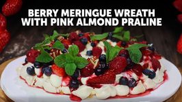 Berry Meringue Wreath With Pink Almond Praline