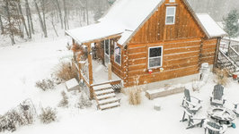 First Snow At The Off Grid Log Cabin - Winter 2019