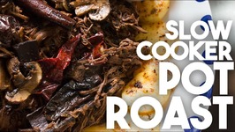 Slow Cooker Pot Roast -Pulled Meat with Mushrooms And Potatoes
