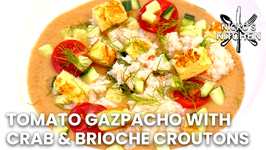 Tomato Gazpacho With Crab And Brioche Croutons