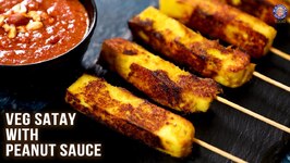 Malaysian Style Veg Satay Recipe - How To Make Satay Sauce - Paneer Satay - Easy Starters Recipes
