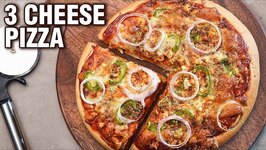3 Cheese Pizza Recipe - Dominos Style Veg Cheese Pizza - Easy Vegetable Pizza Recipe - Neha Naik