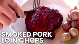 Smoked Pork Loin Chops with Apricot Bourbon BBQ sauce