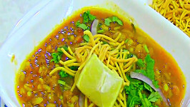 Misal Pav or Matki Usal - Spicy Curry with Buns