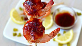 Appetizer Grilled BBQ Bacon Wrapped Shrimp 