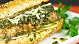 Grilled Italian Meatball Sandwich with Pesto Sauce