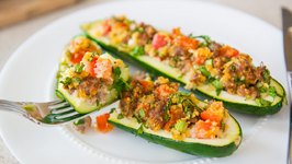 Italian Sausage Stuffed Zucchini Boats Recipe - Veggie Side Dishes
