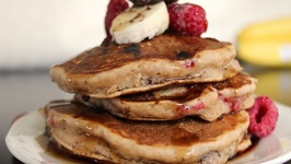 How To Make Banana, Chocolate And Raspberry Pancakes- Healthy