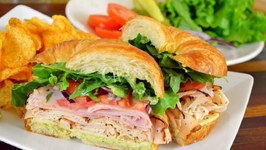 Blackened Turkey, Black Forest Ham And Pepper Jack Cheese Croissant Sandwich / Back to School Recipes