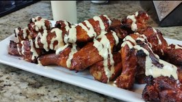 Gochujang Chicken Wings with a White BBQ sauce!