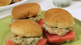 Red, White, And Blue Cheese Sliders With Watermelon