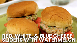 Red, White, And Blue Cheese Sliders With Watermelon
