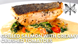 Grilled Salmon With Creamy Crushed Tomatoes / Easy Keto Dinner In Under 15 Minutes