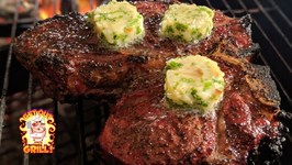 Porterhouse Steak With A Smoked Garlic And Chive Butter