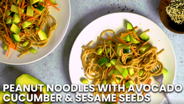 Peanut Noodles With Avocado - Cucumber And Sesame Seeds