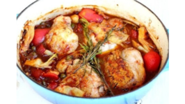 Dinner Recipe: Baked Chicken Thighs with Tomatoes, Artichokes & Capers