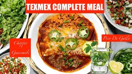 TexMex Dinner Meal Enchiladas Pico De Gallo Guacamole Mojito