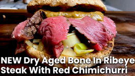 NEW Dry Aged Bone In Ribeye Steak With Red Chimichurri