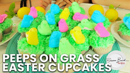Peeps On Grass Easter Cupcakes With Lemon Filling