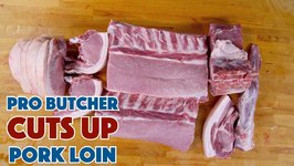 Pro Butcher Cuts Up A Pork Loin