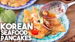 Korean Seafood Pancakes - Haemuljeon Pajeon