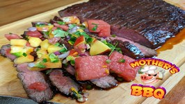 Summer Time Grilled Marinated Molasses Flank Steak With A Watermelon Salsa