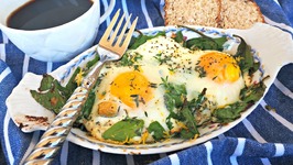 Breakfast Recipe- Baked Spinach And Ricotta Eggs