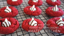 Red Velvet Peanut Butter Blossom Cookies