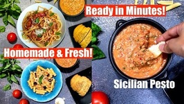 Ready in Minutes - Fresh Sicilian Pesto Pasta Sauce/Dip for Bread Pizza