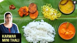Karwar Mini Thali - Karnataka Meal - Prawns Curry - Cabbage Sabzi - Thali Recipe By Chef Smita Deo