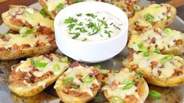 BBQ Chicken And Bacon Loaded Potato Skins- Crock Pot BBQ Chicken
