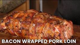 Bacon Wrapped, Peach Glazed - Pork Loin On The Rotisserie With The Meater