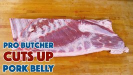Pro Butcher Cuts Up A Pork Belly