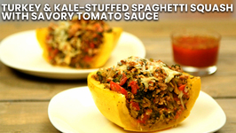 Turkey And Kale-Stuffed Spaghetti Squash With Savory Tomato Sauce