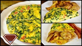 Spinach And Feta Cheese Frittata With Roasted Potatoes
