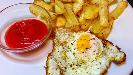 Fried Egg and Chips Using Turnips