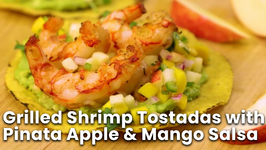 Grilled Shrimp Tostadas with Pinata Apple and Mango Salsa