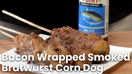 Bacon Wrapped Smoked Bratwurst Corn Dog Recipe! (Pelican gear giveaway)