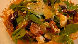 Arugula Cherry Pecan Salad in Parmesan Bowl