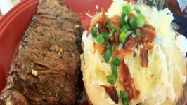 Down & Dirty Steaks With Loaded Baked Potatoes