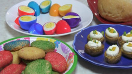 Easter Recipes 2013 - Baked Baby Potatoes, Rainbow Butter Cookies and Hard Boiled Eggs