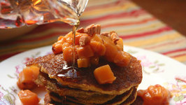 Cornmeal Pancakes with Warm Persimmon Sauce