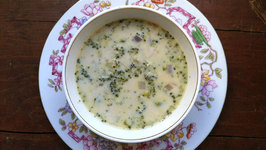 Browned Butter Four-Cheese Broccoli Soup