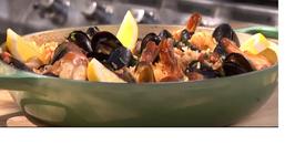 Barbecued Spanish Rice with Sausage and Mussels Recipe